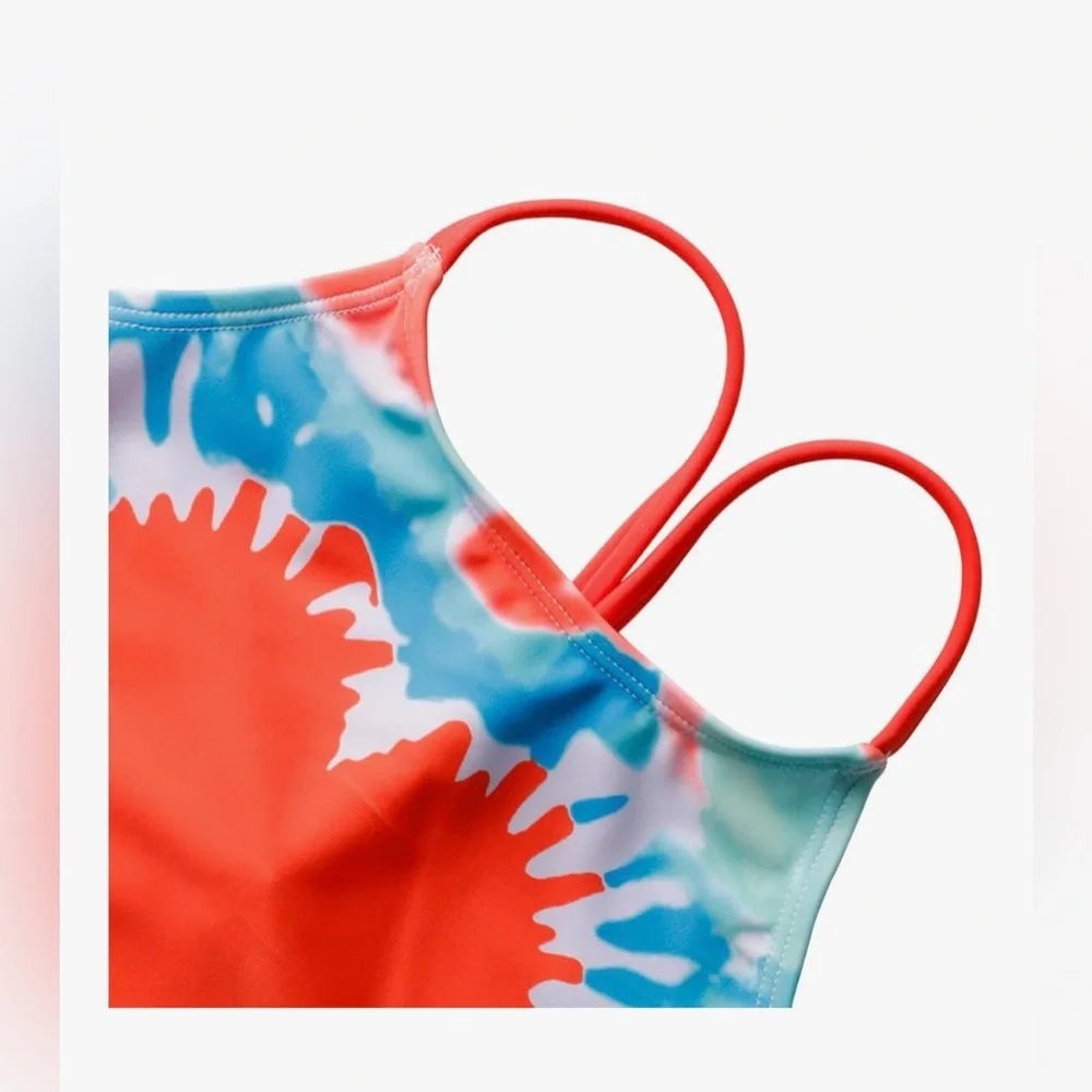 Kids Heart Print Swimsuit - Blue and Red